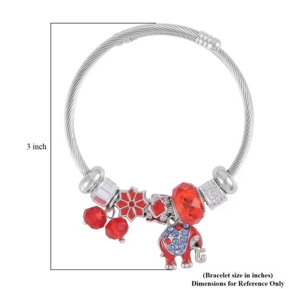 Multi Color Austrian Crystal, MultiGemstone, Enameled Bracelet (6.5-7.5In) in - Picture 3 of 3